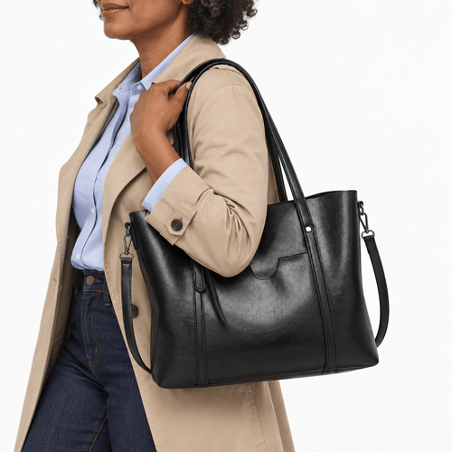 Women's PU Leather Tote Bag with Detachable Shoulder Strap - Jocelyn