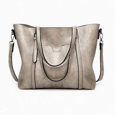 The Sunday Avenue Women's Black PU Leather Tote Bag with Detachable Shoulder Strap