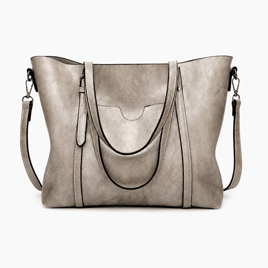 The Sunday Avenue Women's Black PU Leather Tote Bag with Detachable Shoulder Strap