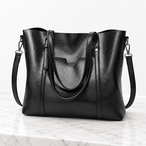 Women's PU Leather Tote Bag with Detachable Shoulder Strap - Jocelyn