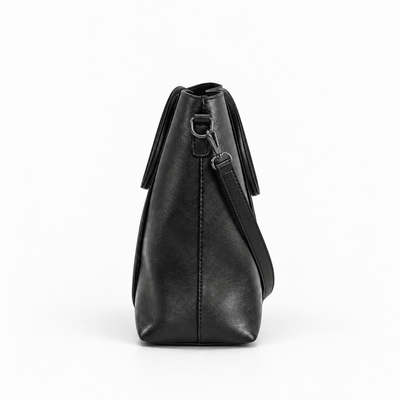 The Sunday Avenue Women's Black PU Leather Tote Bag with Detachable Shoulder Strap