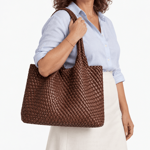 Women's Woven Vegan PU Leather Tote Bag - Perpetua
