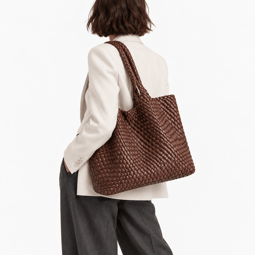 Women's Woven Vegan PU Leather Tote Bag - Perpetua