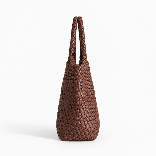 Women's Woven Vegan PU Leather Tote Bag - Perpetua
