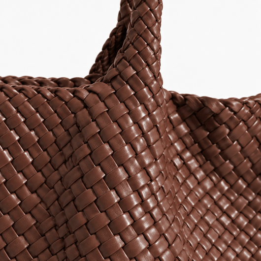 The Sunday Avenue Women's Brown Woven Vegan PU Leather Tote Bag