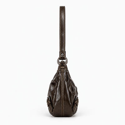 The Sunday Avenue Women’s Dark Brown Synthetic Leather Shoulder Bag with Buckle Detail