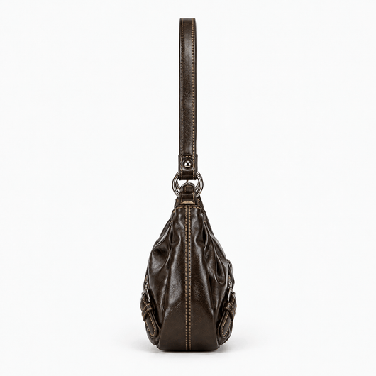 The Sunday Avenue Women’s Dark Brown Synthetic Leather Shoulder Bag with Buckle Detail