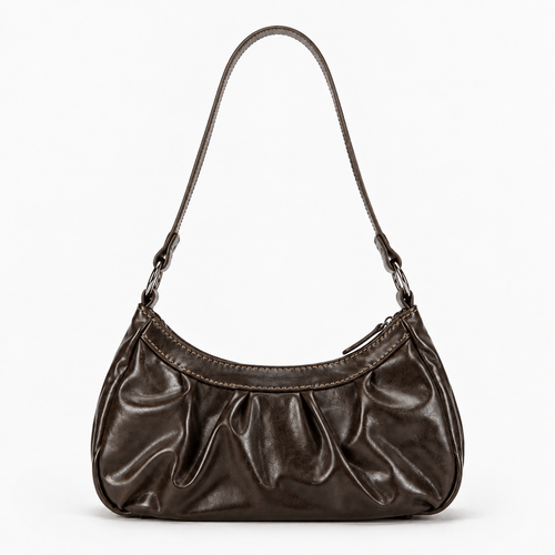 Women’s Synthetic Leather Shoulder Bag with Buckle Detail - Heidi