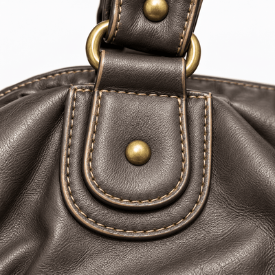 The Sunday Avenue Women's Dark Grey Retro Vegan Leather Multi-Pocket Shoulder Bag