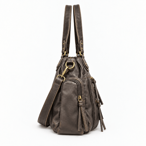 Women's Retro Vegan Leather Multi-Pocket Shoulder Bag - Tallulah