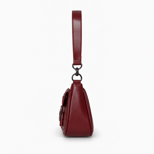 Women’s Baguette Shoulder Bag with Front Buckle Pockets - Hyacinth