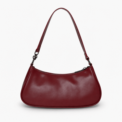 The Sunday Avenue Women’s Dark Red Baguette Shoulder Bag with Front Buckle Pockets