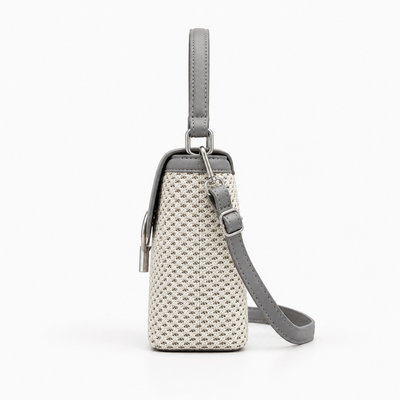 The Sunday Avenue Women's Grey & Beige Woven Bucket Crossbody Beach Bag