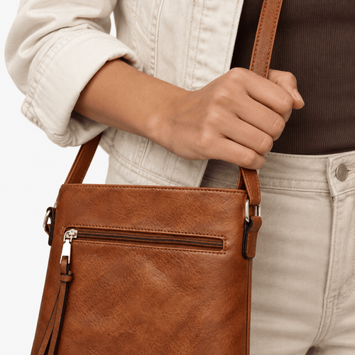 Women's Medium Leather Hobo Crossbody Bag with Removable Inner Pouch - Theodora