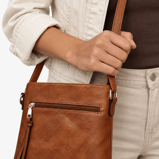 The Sunday Avenue Women's Medium Brown Leather Hobo Crossbody Bag with Removable Inner Pouch