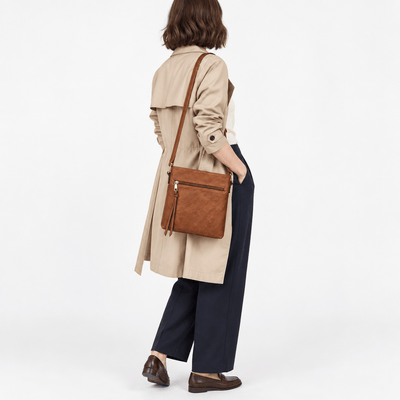 The Sunday Avenue Women's Medium Brown Leather Hobo Crossbody Bag with Removable Inner Pouch