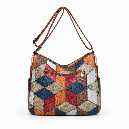 The Sunday Avenue Women's Multicolour Patchwork Leather Shoulder Bag