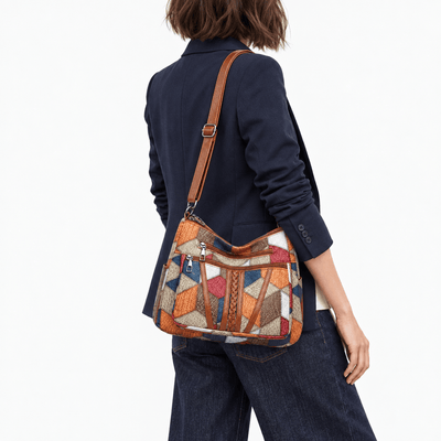 The Sunday Avenue Women's Multicolour Patchwork Leather Shoulder Bag