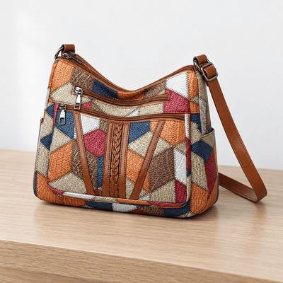 The Sunday Avenue Women's Multicolour Patchwork Leather Shoulder Bag