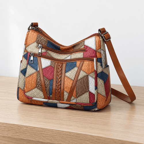 Women's Patchwork Leather Shoulder Bag - Alwen