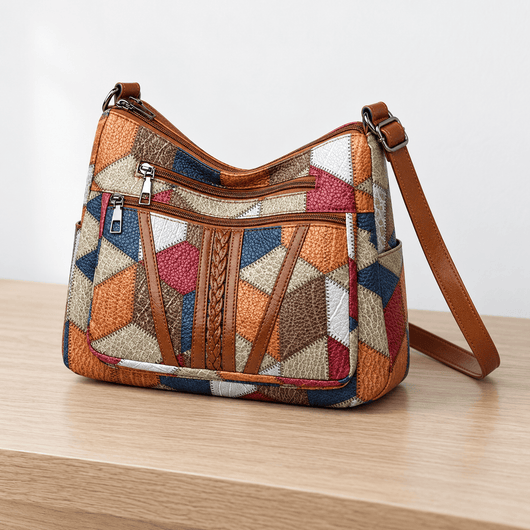 The Sunday Avenue Women's Multicolour Patchwork Leather Shoulder Bag