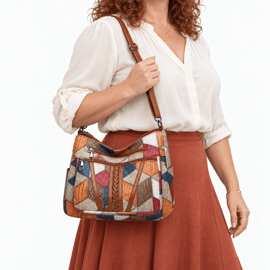 The Sunday Avenue Women's Multicolour Patchwork Leather Shoulder Bag