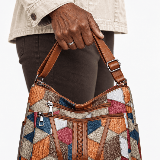 The Sunday Avenue Women's Multicolour Patchwork Leather Shoulder Bag