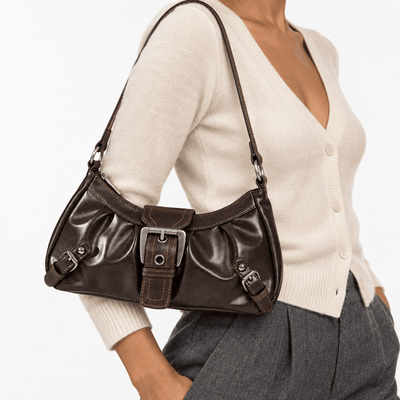 The Sunday Avenue Women’s Synthetic Leather Shoulder Bag with Buckle Detail - Heidi