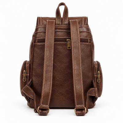 The Sunday Avenue Women's Vintage Brown Faux Leather Flap Backpack