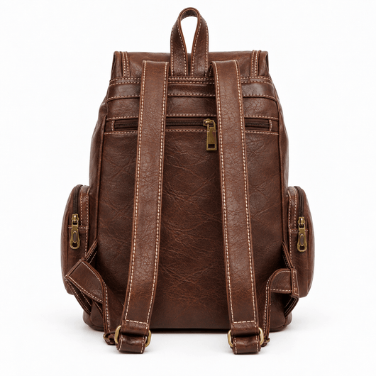 The Sunday Avenue Women's Vintage Brown Faux Leather Flap Backpack