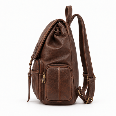 The Sunday Avenue Women's Vintage Brown Faux Leather Flap Backpack