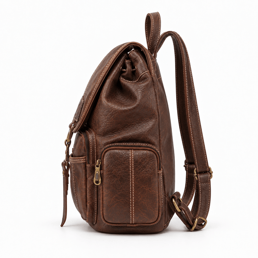 The Sunday Avenue Women's Vintage Brown Faux Leather Flap Backpack