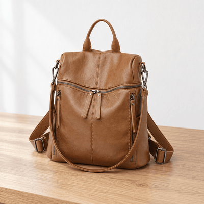 The Sunday Avenue Women's Vintage Brown PU Leather Convertible Backpack