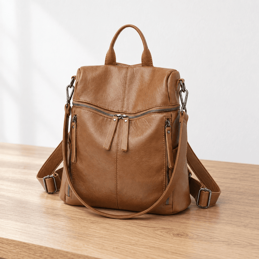 The Sunday Avenue Women's Vintage Brown PU Leather Convertible Backpack