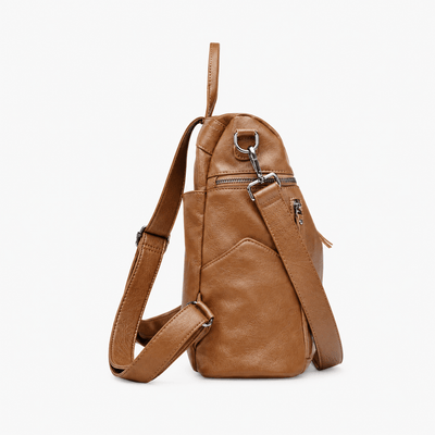 The Sunday Avenue Women's Vintage Brown PU Leather Convertible Backpack