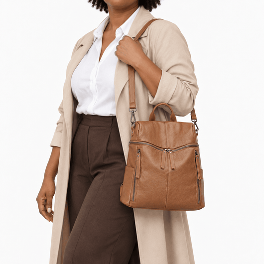 The Sunday Avenue Women's Vintage Brown PU Leather Convertible Backpack