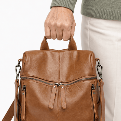 The Sunday Avenue Women's Vintage Brown PU Leather Convertible Backpack