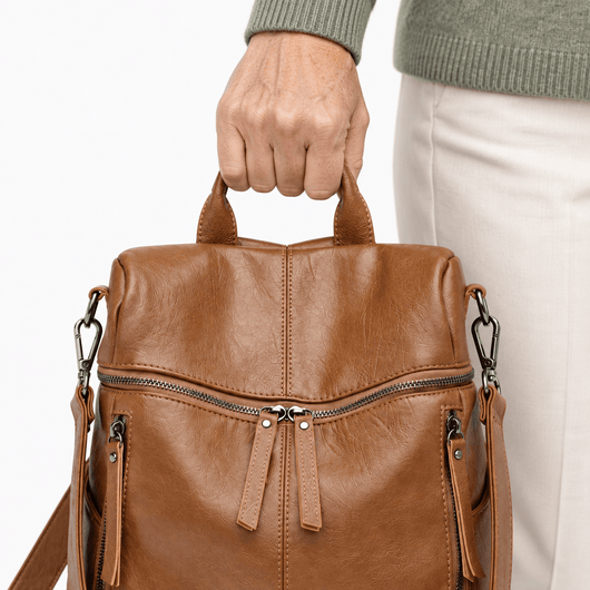 The Sunday Avenue Women's Vintage Brown PU Leather Convertible Backpack
